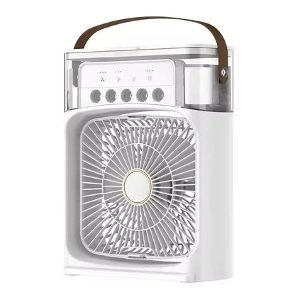 3 en 1 Mini Aire Acondicionado Portátil ❄️ Ventilador + Humidificador + Luz Nocturna | Enfriador de Escritorio USB Recargable