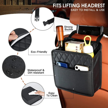 Organizador de Asiento Trasero para Coche | Caja de Almacenamiento Impermeable con Bolsillo para Teléfono y Accesorios