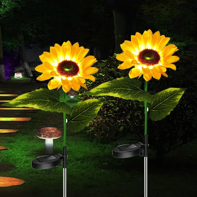 Luz Solar en Forma de Girasol LED – Lámpara Decorativa para Jardín, Camino y Patio, Impermeable IP65