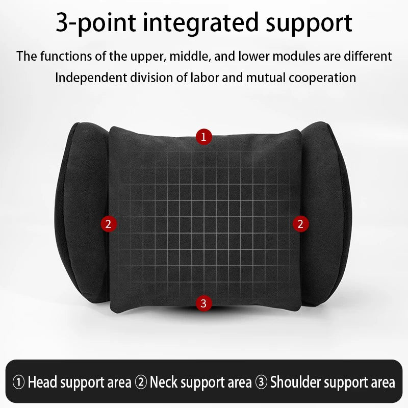 Cojín de Cuello y Soporte Lumbar en Memory Foam para Coche | Almohada Ergonómica de Viaje con Respaldo y Protección