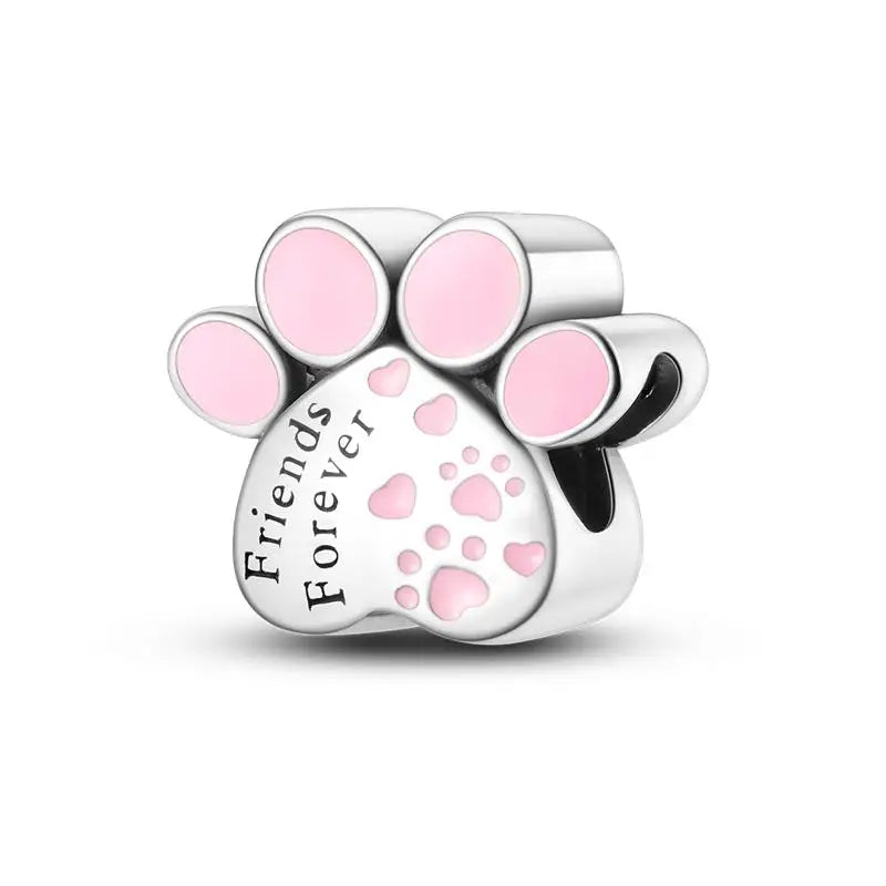 Charm Mascotas y Animales en Plata 925 – Gatito, Perrito y Oveja con Circonitas de Colores | Compatible Pulsera Pandora