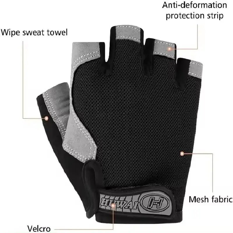 Guantes Deportivos Unisex Medio Dedo – Transpirables, Antideslizantes y Absorbentes de Impactos para Ciclismo, Gimnasio y Outdoor