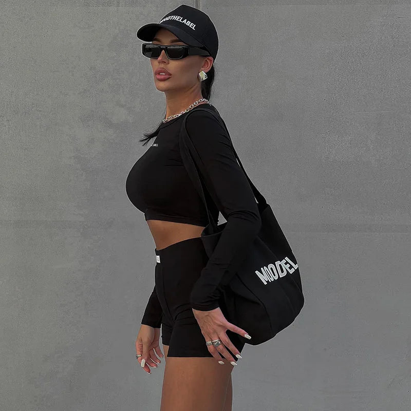 Conjunto Deportivo Mujer 2 Piezas | Top Manga 3/4 y Shorts Casual Primavera Verano