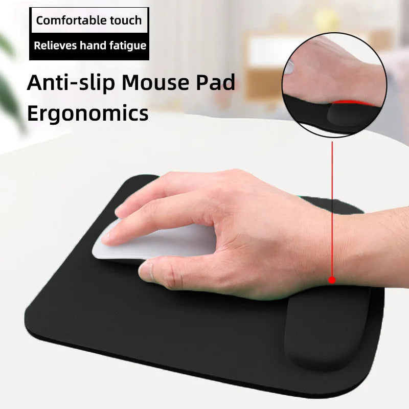 Coolcirc – Mouse Pad Negro Grande con Soporte de Muñeca Antideslizante para Oficina y Estudio
