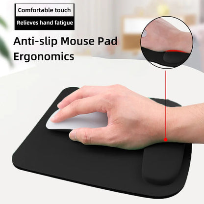 Coolcirc – Mouse Pad Negro Grande con Soporte de Muñeca Antideslizante para Oficina y Estudio