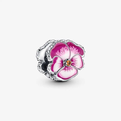 Charm flor margarita rosa de plata 925 – Colgante en forma de flor para pulsera tipo Pandora, joyería elegante para mujer