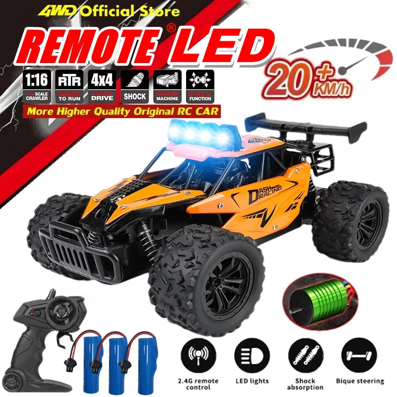 Coche RC Drift 1:16 Todoterreno – Control Remoto 2.4G Alta Velocidad con Luces LED Juguete para Niños