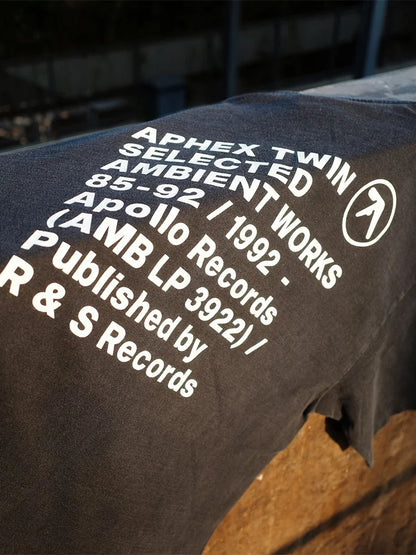 Camiseta Hombre Aphex Twin | Estampado Negro Lavado | Algodón Oversized Estilo Coreano Y2K