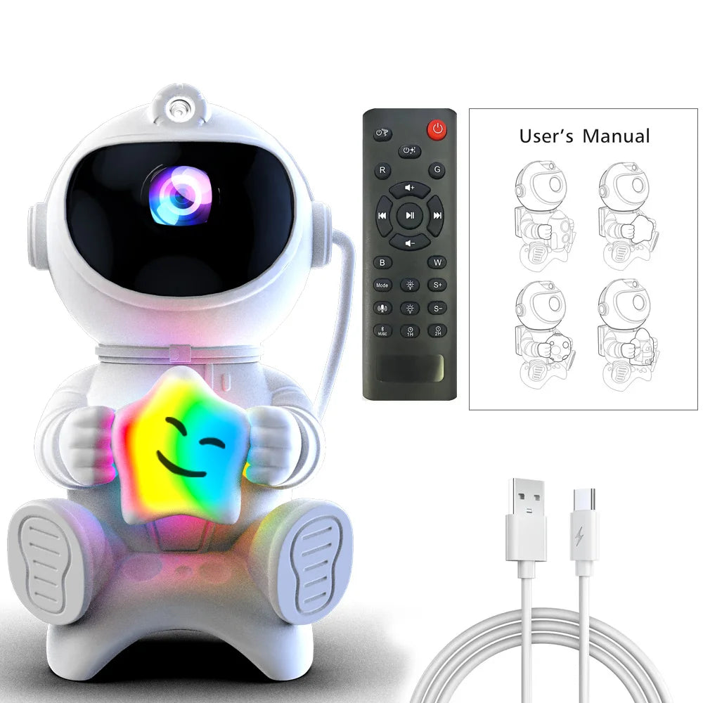 Proyector Astronauta Estrellas y Nebulosa 🌌 Luz Nocturna LED 360° con Control Remoto y Temporizador – Lámpara Decorativa para Habitación Infantil, Adultos y Fiestas