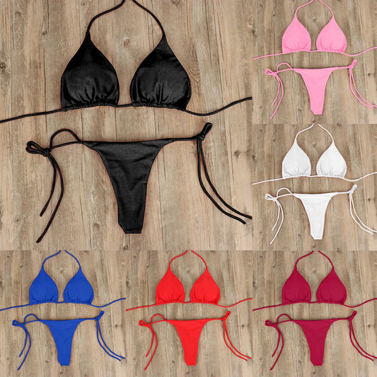 Bikini Mujer 2025 | Conjunto Sexy de Lencería con Tanga y Lazos Laterales