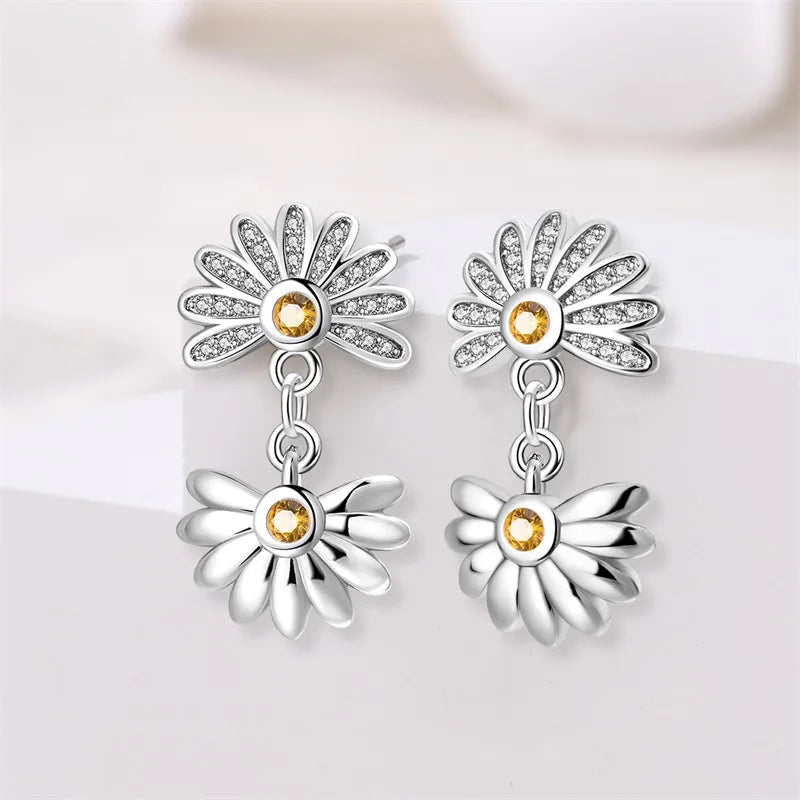 Aretes Primavera Plata 925 | Abeja, Flor y Mariposa | Aros Dobles Mujer