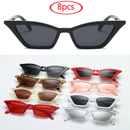 Pack 8 Gafas de Sol Cat Eye Mujer | Vintage Pequeño Marco UV400 Estilo Retro