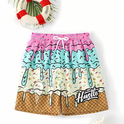 Bañador Hombre Helado 3D | Shorts Playa Y2K Secado Rápido Tallas Grandes – Bermuda Verano