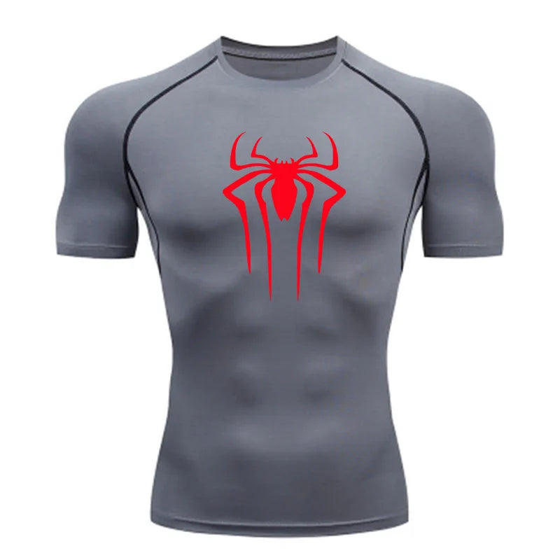 Camiseta Compresiva de Hombre – Gym, Fitness, Running y Superhéroe, Rashguard, Manga Corta, Secado Rápido, T-Shirt Deportivo