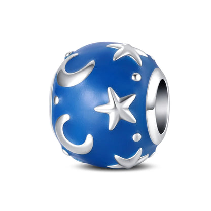 Charm cielo estrellado luna y estrella en plata 925 – Abalorio elegante para pulseras tipo Pandora, joyería DIY cósmica
