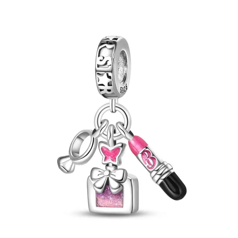 Charm Espejo Mágico Princesa Ángel Rosa en Plata 925 – Beads Compatibles Pandora Mujer Joyería DIY