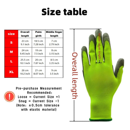 10 Pares Guantes de Trabajo PU 🧤 Antideslizantes, Resistentes y Ligeros – Guantes de Seguridad Certificados EN 388/ISO20471 (Tallas S/M/L/XL)