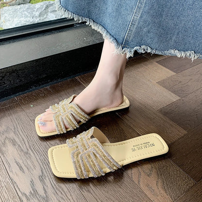 Sandalias Mujer 2025 | Slippers de Verano con Rhinestones y Tacón Plano