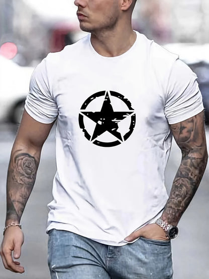 Camiseta Oversize de Algodón 100% para Hombre | Estampado Estrella, Casual y Deportiva de Verano