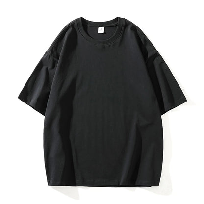 Camiseta Oversize de Verano para Hombre – T-shirt Sólida de Algodón, Casual Hip Hop, Manga Corta, Streetwear