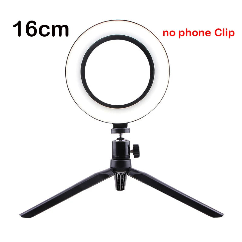 Anillo de luz LED regulable con trípode – Luz de estudio para cámara, teléfono y video con control de brillo para selfies y streaming