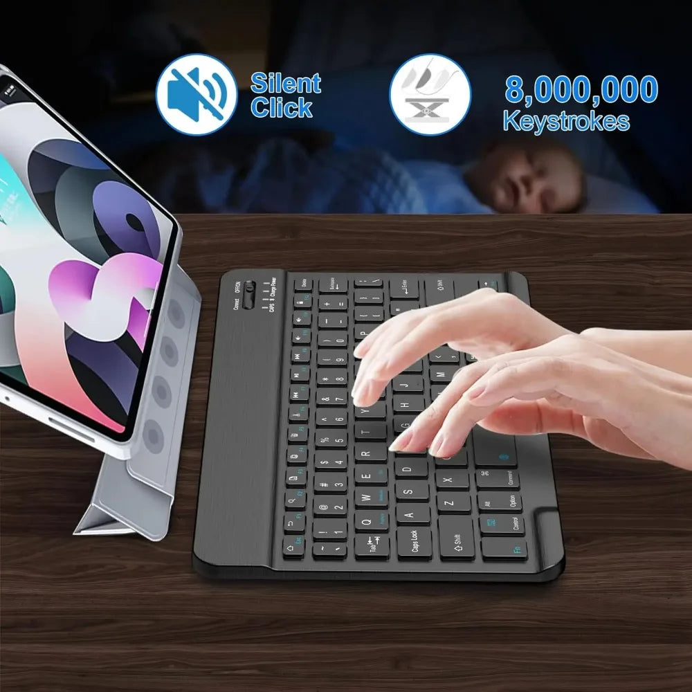 Teclado Bluetooth Universal para iPad, Samsung, Xiaomi y Tablets – Teclado Inalámbrico Portátil 7/10” con Batería Recargable