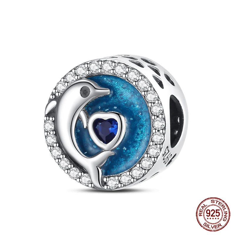 Charm Serie Océano en Plata 925 – Abalorios Tortuga, Cangrejo y Sirena para Pulsera Original Mujer