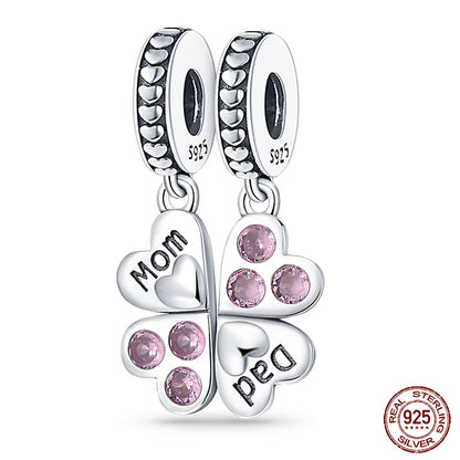 Charm de Plata S925 Mariquita de Siete Puntos y Trébol de la Suerte – Abalorio Colorido y Brillante para Pulseras Originales