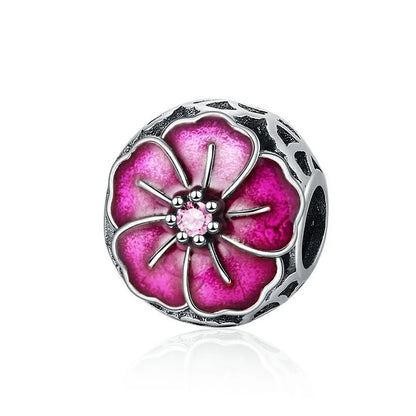 Charm Plata 925 Flores Rosadas | Cerezo y Margarita Brillante Compatible Pandora