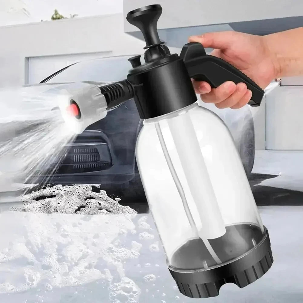 Pulverizador de Espuma Transparente 2L | Manual a Presión para Lavado de Autos y Limpieza