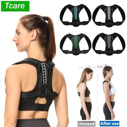 Tcare Corrector de Postura Ajustable Unisex | Corsé Ortopédico con Soporte Lumbar, Clavícula y Hombros