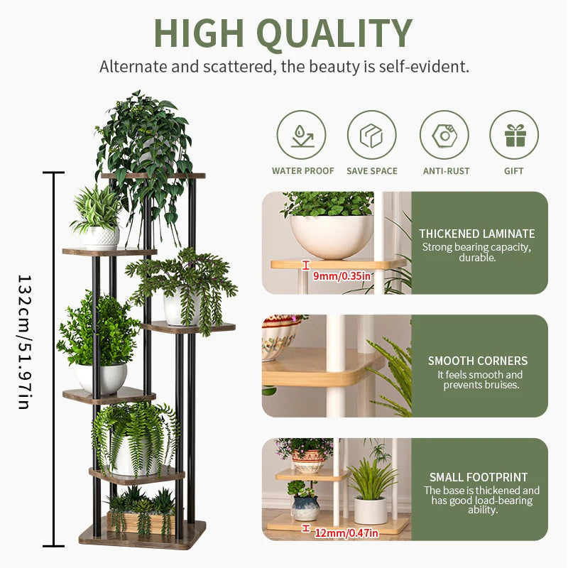 Soporte de Plantas de Madera – Estantería 4/5/6 Niveles para Macetas y Flores