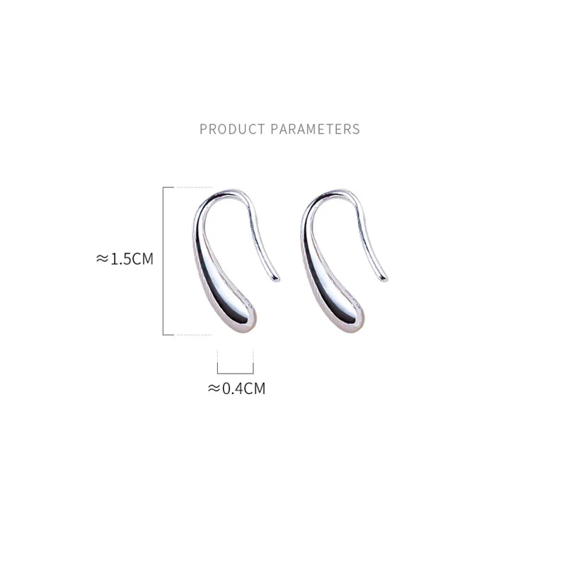 Aretes de Plata 925 en Forma de Gota – Pendientes Elegantes para Mujer, Estilo Minimalista y Retro