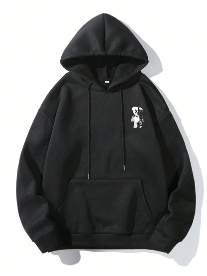 Hoodie Oversize con Estampado de Oso – Sudadera Creativa de Dibujos Animados para Hombre, Moda Casual Otoño Invierno