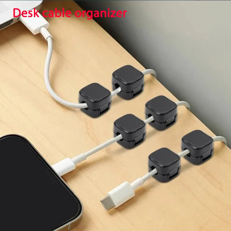 Magnetic Cable Clip Adhesivo Organizador de Cables 7.5mm para Escritorio, Oficina y Hogar – 6 Piezas