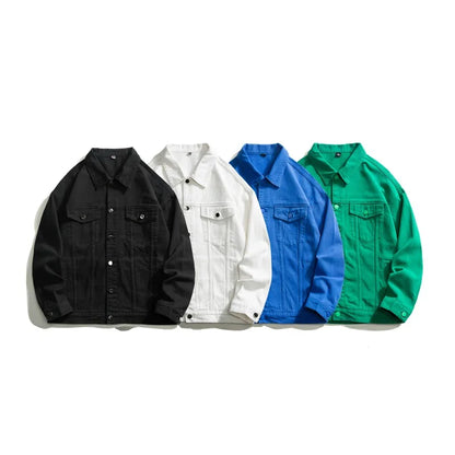 Chaqueta Vaquera Oversize Hombre 5XL | Denim Jacket Verde Blanco Azul Negro Streetwear Hip Hop Casual con Solapa
