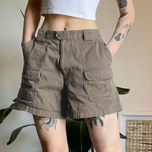 Shorts Cargo Mujer Vintage Elásticos 2024 | Pantalones Cortos Casual con Bolsillos Streetwear Verano