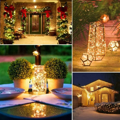 Guirnalda Solar LED Exterior Impermeable – 50/100/200/300 Luces para Jardín, Navidad y Fiestas