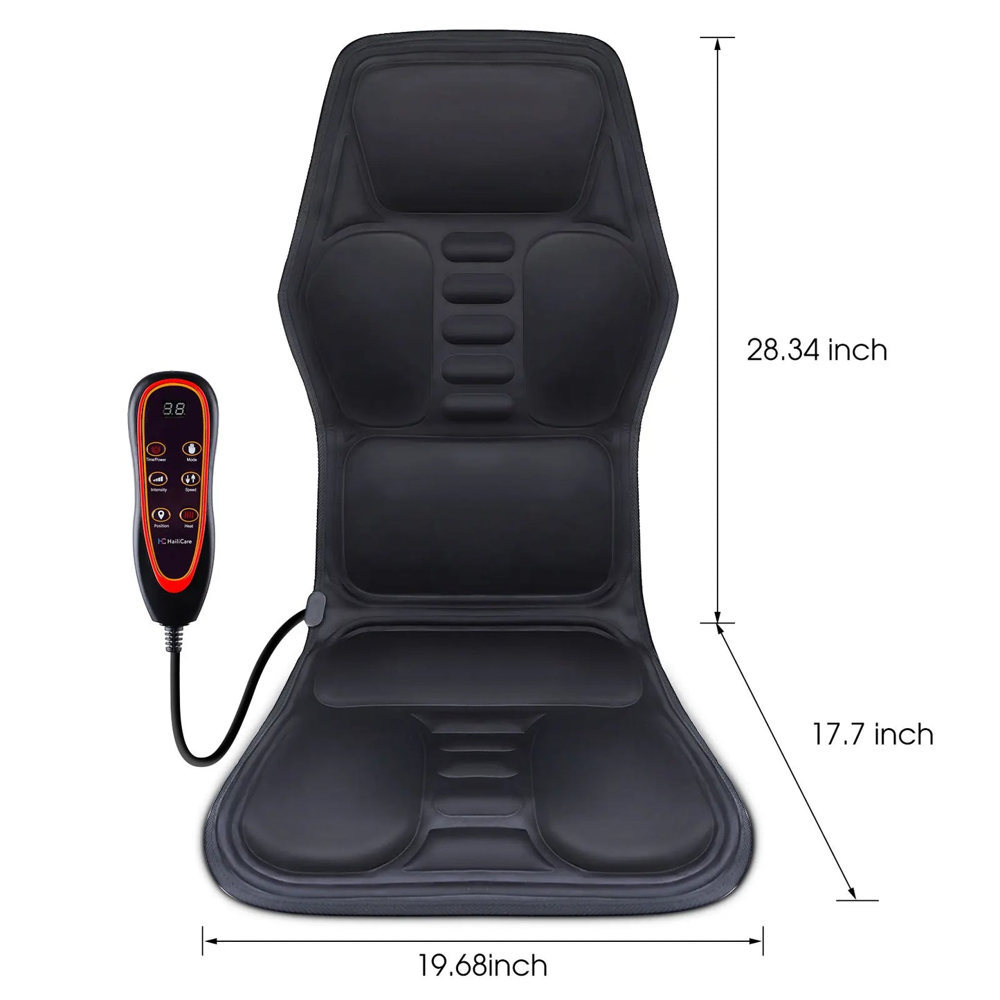 Cojín Masajeador Eléctrico con Calefacción y Vibración | Almohadilla de Masaje para Espalda Completa con Control Remoto