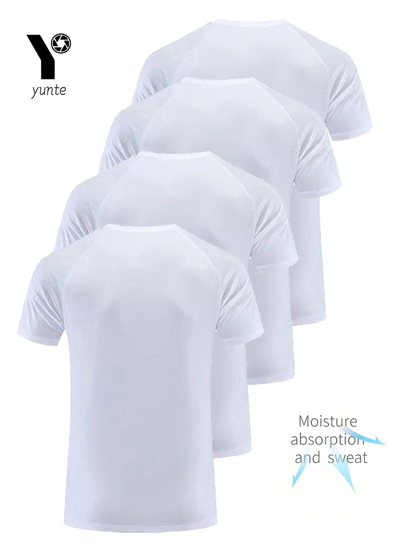 Pack de 4 Camisetas de Hombre – Cuello Redondo, Ultra Ligeras, Secado Rápido, Transpirables y Absorbentes, Fitness, Gym y Running