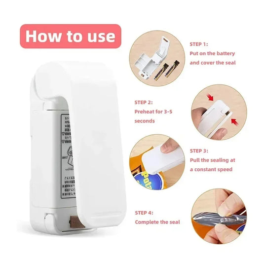Mini sellador portátil de bolsas – Máquina de calor para cerrar bolsas de plástico y conservar alimentos frescos