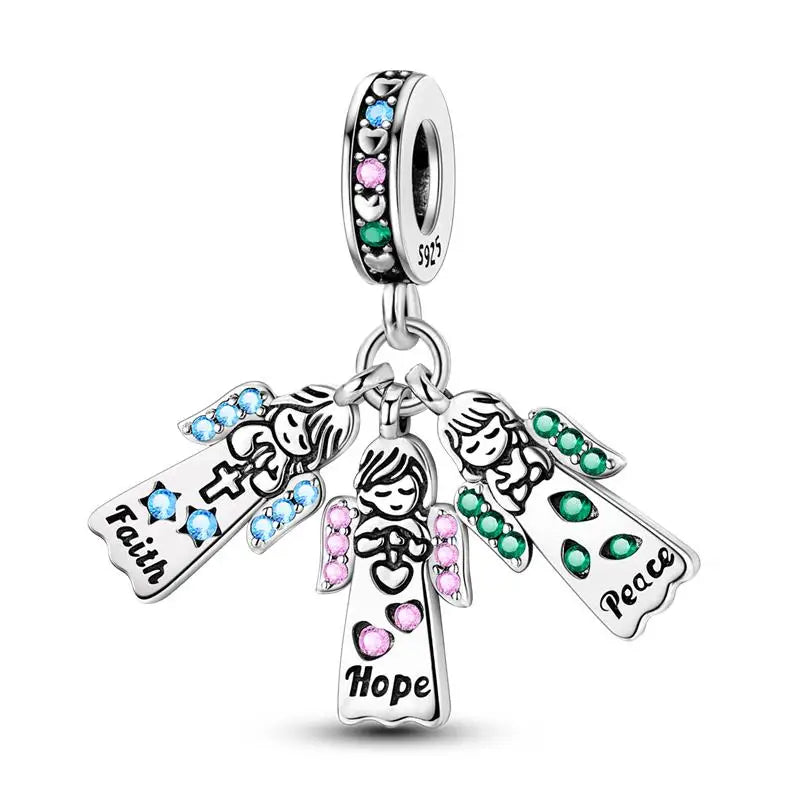 Charm hermana corazón en plata 925 – Compatible Pandora y pulseras 3mm, joyería DIY mujer