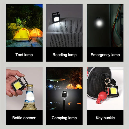 Mini Linterna LED COB Recargable USB – Llavero Portátil con Imán, 4 Modos de Luz para Camping, Pesca y Emergencias