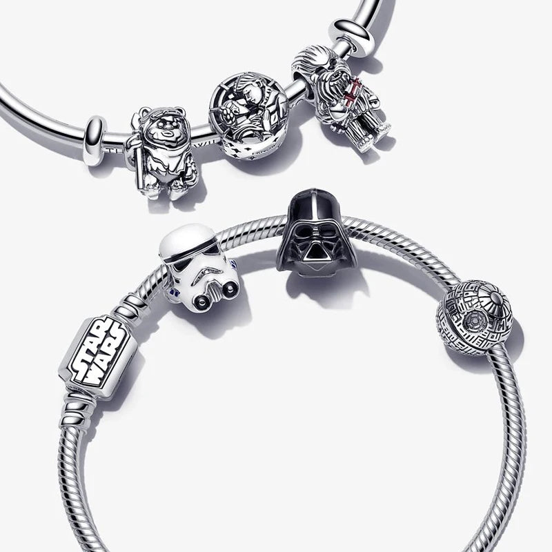 Charm Star Wars Mandalorian en Plata 925 – Abalorio Yoda y Casco Mandalorian para Pulsera Original Mujer