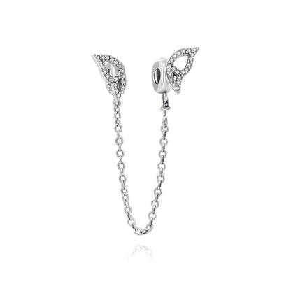 Cadena de seguridad plata 925 con charms mariposa, margarita, gato, oso y castillo – Compatible con pulsera Pandora mujer