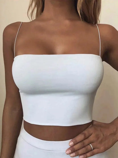 Crop Top Mujer Verano 2022 | Camiseta Corta Sin Mangas Algodón Elástico Sexy