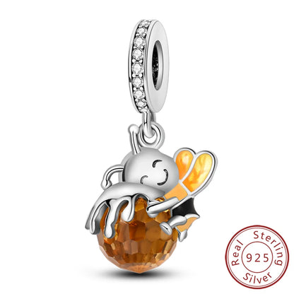 Charm de Plata 925 Luciérnaga y Mariposa Luminoso – Abalorio Brillante para Pulseras Originales