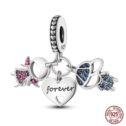Charm Serie Océano en Plata 925 – Abalorios Tortuga, Cangrejo y Sirena para Pulsera Original Mujer