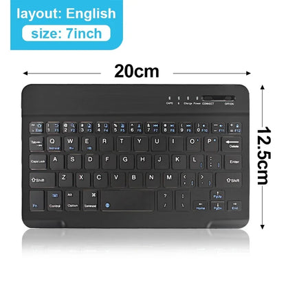 Teclado Bluetooth Universal para iPad, Samsung, Xiaomi y Tablets – Teclado Inalámbrico Portátil 7/10” con Batería Recargable