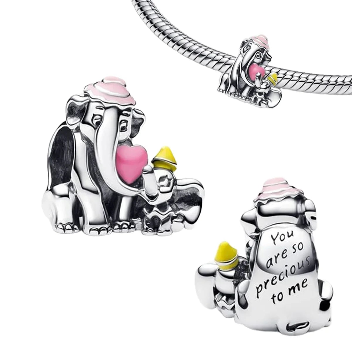 Charm Plata 925 Colgante Rosa Mariposa Corazón Flor Pájaro | Dije Para Pulsera Pandora Compatible
